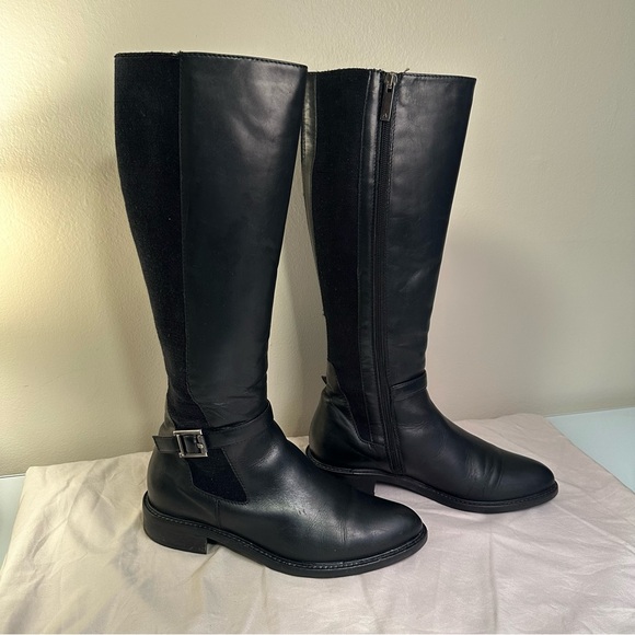 Aquatalia Gemma Black Tall Italian Leather Boots - Picture 2 of 9